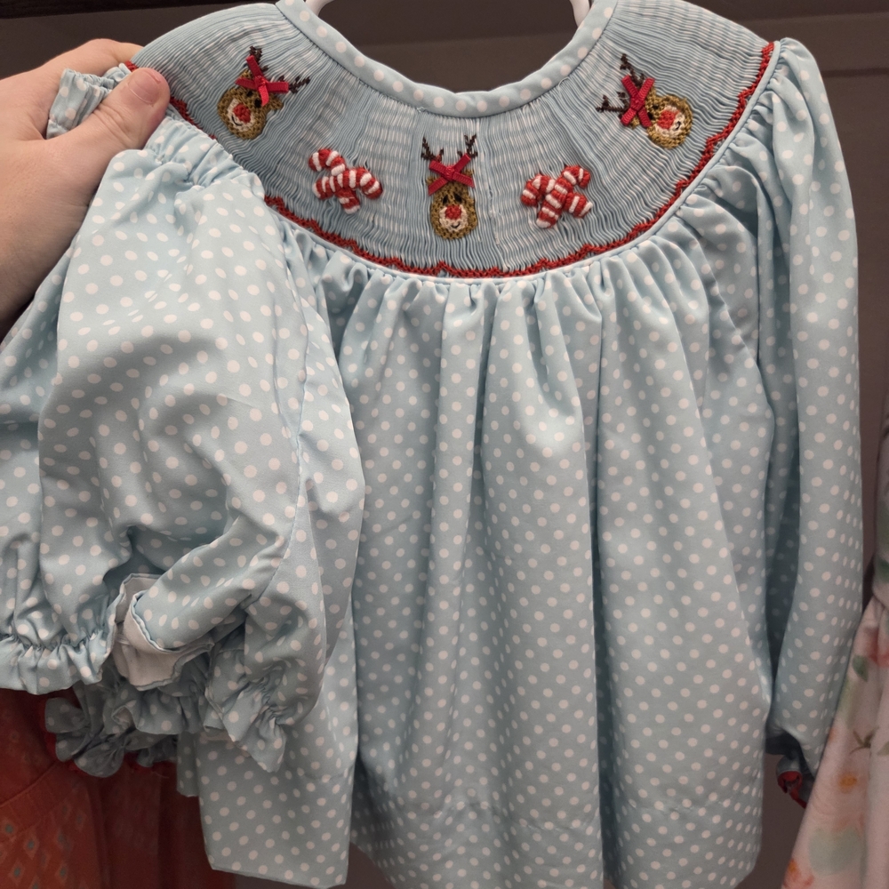 Charming Blue Polka Dot Kids Blouse Set